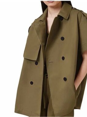 AllSaints Flow Short Sleeve Trench Olive  Jacket NWT